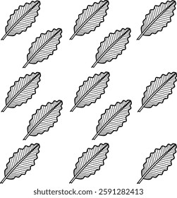 Leaf icon seamless pattern. Set of various leaves. Hand drawn leaves design
