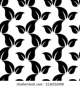 Leaf Icon Seamless Pattern Vector Art Illustration