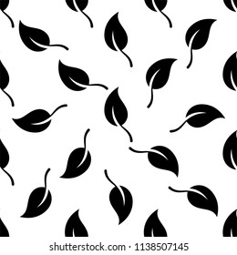 Leaf Icon Seamless Pattern Vector Art Illustration