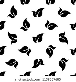 Leaf Icon Seamless Pattern Vector Art Illustration