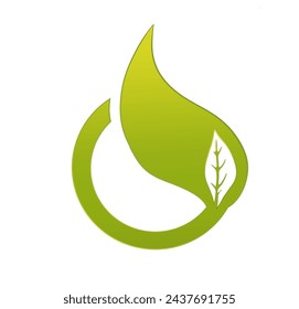 leaf icon in a semicircle with a green gradient
