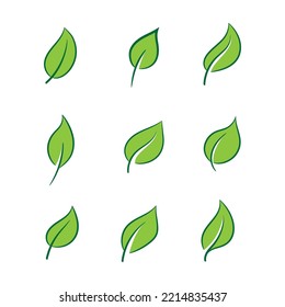 Leaf icon set ecology nature element, green leafs, environment and nature eco sign. Leaves on white background.