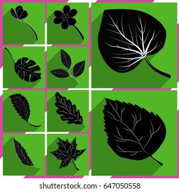 leaf icon set handdrawn leaves isolated shadow summer spring autumn tree green herb high quality colored modern shadow line symbol wallpaper template pattern various simple different collection 