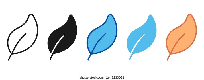 Conjunto de Ícones Folha e Coleção de Vários Estilos