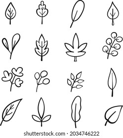 Leaf icon set. Set of simple leaves vector icons for web design isolated on white background