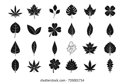 Leaf icon set. Simple set of leaf vector icons for web design isolated on white background
