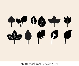  Blattsymbol-Set. Stildesign einzeln auf weißem Hintergrund