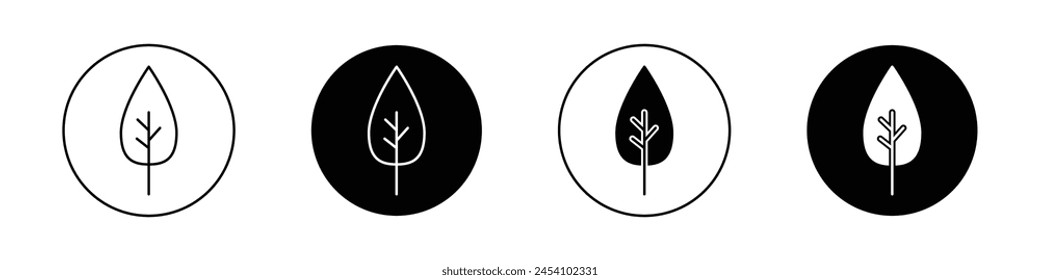 Leaf icon set. tree leaves vector symbol. fresh organic Leaf shape sign in black filled and outlined style.