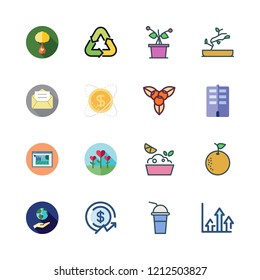 leaf icon set. vector set about investment, orange, ecologism and plant icons set.