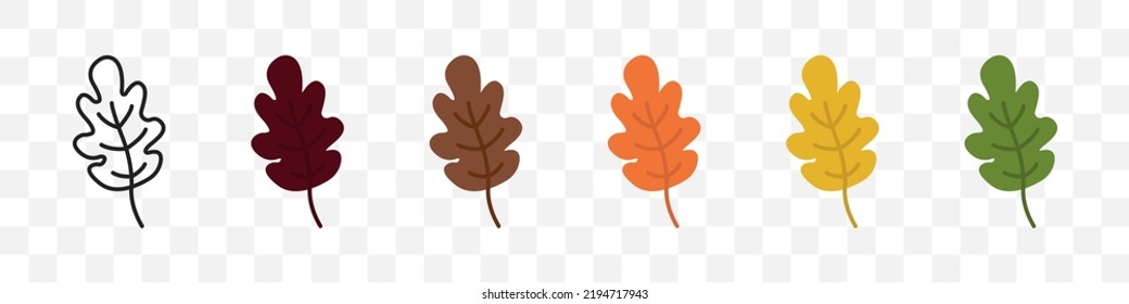 Leaf icon set. Vector isolated illustration. Autumn falling leaves. EPS 10.