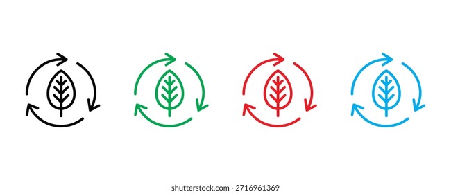 Icono de hoja establecido Vector sobre fondo blanco. Icono de hoja de rotación. Ilustración vectorial.