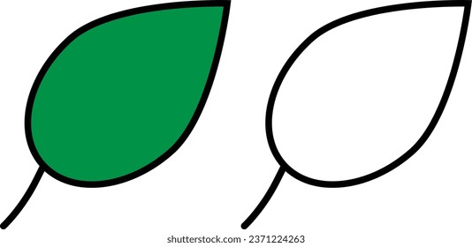 leaf icon set vector in two styles isolated on white background