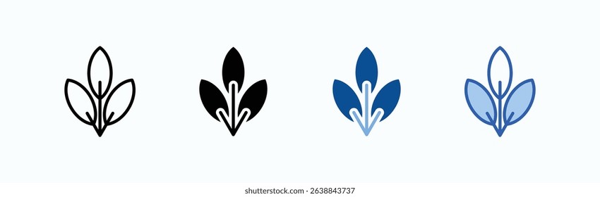 Leaf icon sheet multiple style collection isolated vector