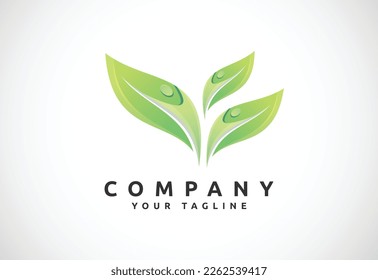 Leaf icon sign symbol, Gradient green leaf, Organic logo design vector illustration