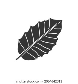 Leaf Icon Silhouette Illustration. Foliage Floral Vector Graphic Pictogram Symbol Clip Art. Doodle Sketch Black Sign.