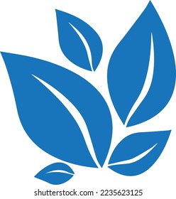 Leaf icon, simple leaf design blue vector