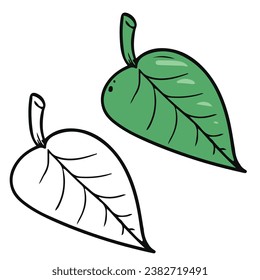 A leaf icon. Simple design outline style. For coloring book, coloring page and more. You can change color you want. Vector illustration