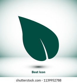 Leaf icon, stock vector illustration flat design style