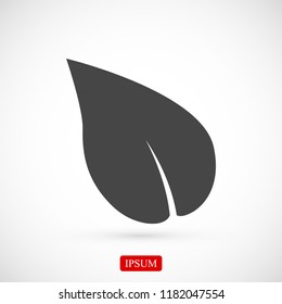 Leaf icon, stock vector illustration flat design style