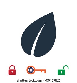 Leaf icon, stock vector illustration flat design style