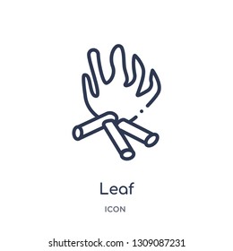 leaf icon from stone age outline collection. Thin line leaf icon isolated on white background.