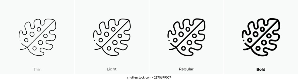 leaf icon. Thin, Light Regular And Bold style design isolated on white background