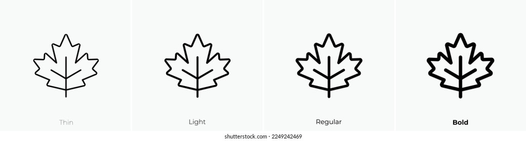 leaf icon. Thin, Light Regular And Bold style design isolated on white background