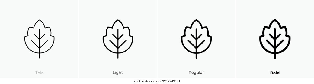 leaf icon. Thin, Light Regular And Bold style design isolated on white background