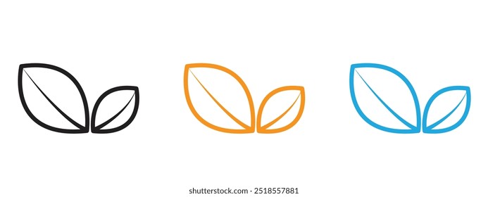 Leaf icon Thin line illustration set