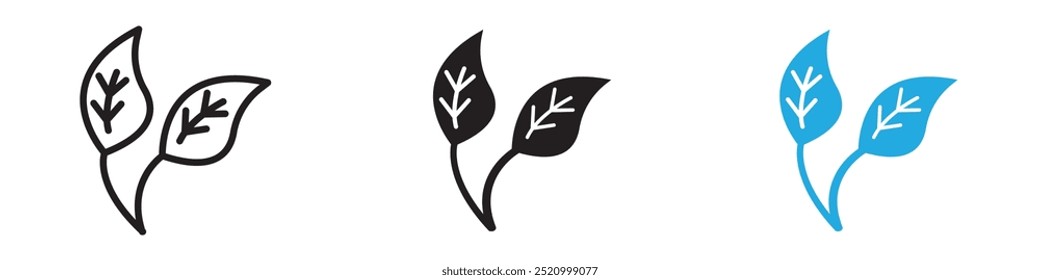 Leaf icon thin line illustration