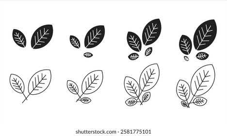Leaf icon, Tree and plant leaves, Design element for label natural, eco, bio, vegan, eps 10 on white background.