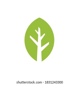 leaf icon with tree silhouette inside