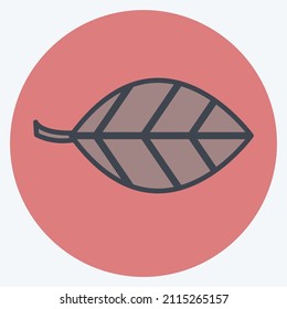Leaf-I-Symbol im trendigen Farbkombinationsstil einzeln auf hellblauem Hintergrund