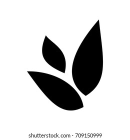 Leaf icon. Vector. Flat style black icon on white.
