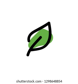 Leaf icon. Vector hand drawn illustration. Line symbol