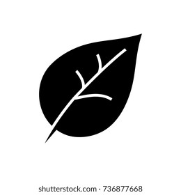 leaf icon, vector illustration, black sign on isolated background