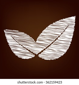 Leaf icon. Vector illustration with chalk effect