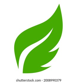 Leaf icon vector on white background. Plant green leaf shape