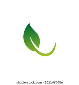 leaf icon vegan symbol logo template design element