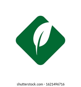 leaf icon vegan symbol logo template design element