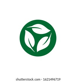 leaf icon vegan symbol logo template design element