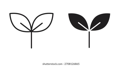 Icono de hoja para Sitios web y diseño plano minimalista móvil.