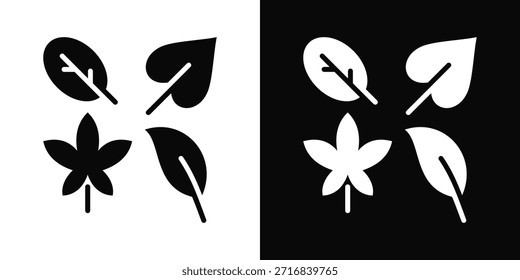 Estilo de fondo blanco y negro del icono de la hoja
