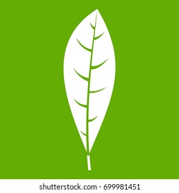 Leaf icon white isolated on green background. Vector illustration