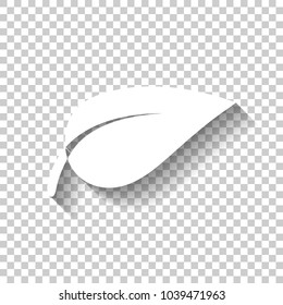 leaf icon. White icon with shadow on transparent background