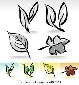  Leaf ICONs Calligraphic Illustration