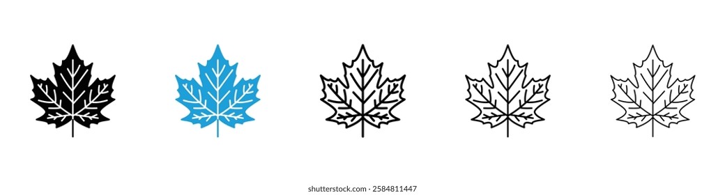 Leaf icons collection vectors in black and blue