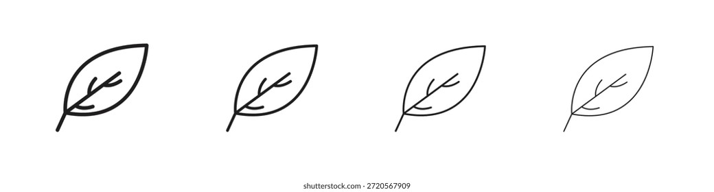 Blattsymbole im Umriss-, Linien- und Strichstil