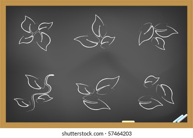 leaf icons drew on blackboard