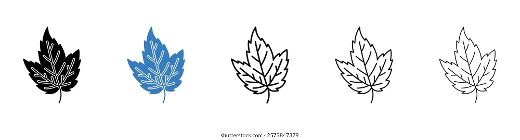 Leaf icons in filled and 3 stroke weights